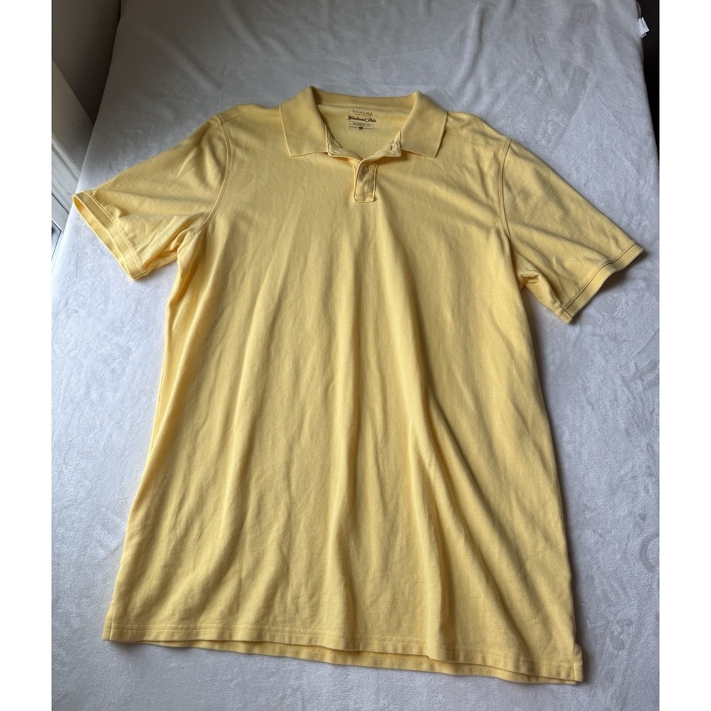 Sonoma The Perfect Fit Men's Yellow Weekend Polo Casual Shirt Size XL Golf
